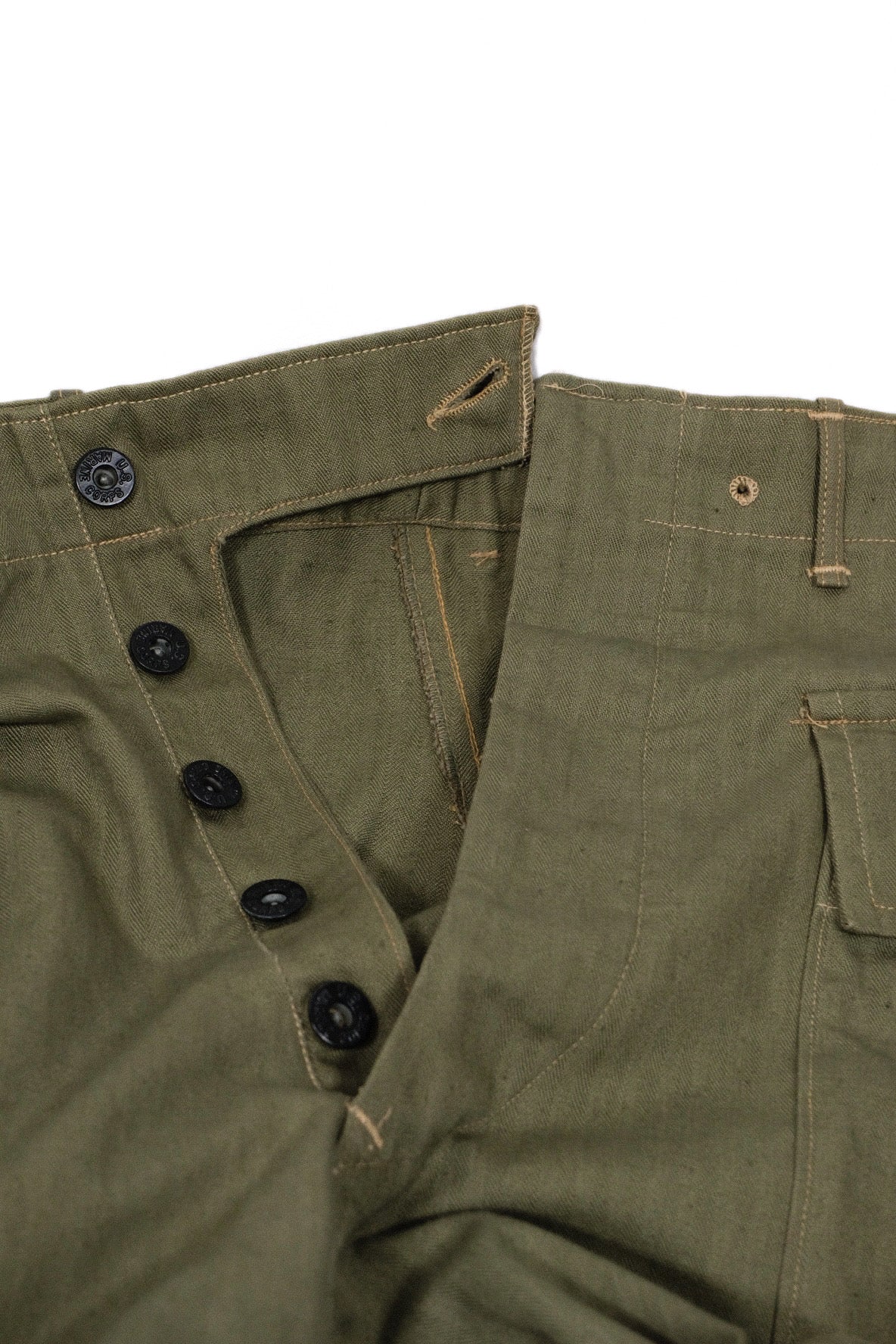 USMC P-44 HBT Trousers with the back pocket removed 40s