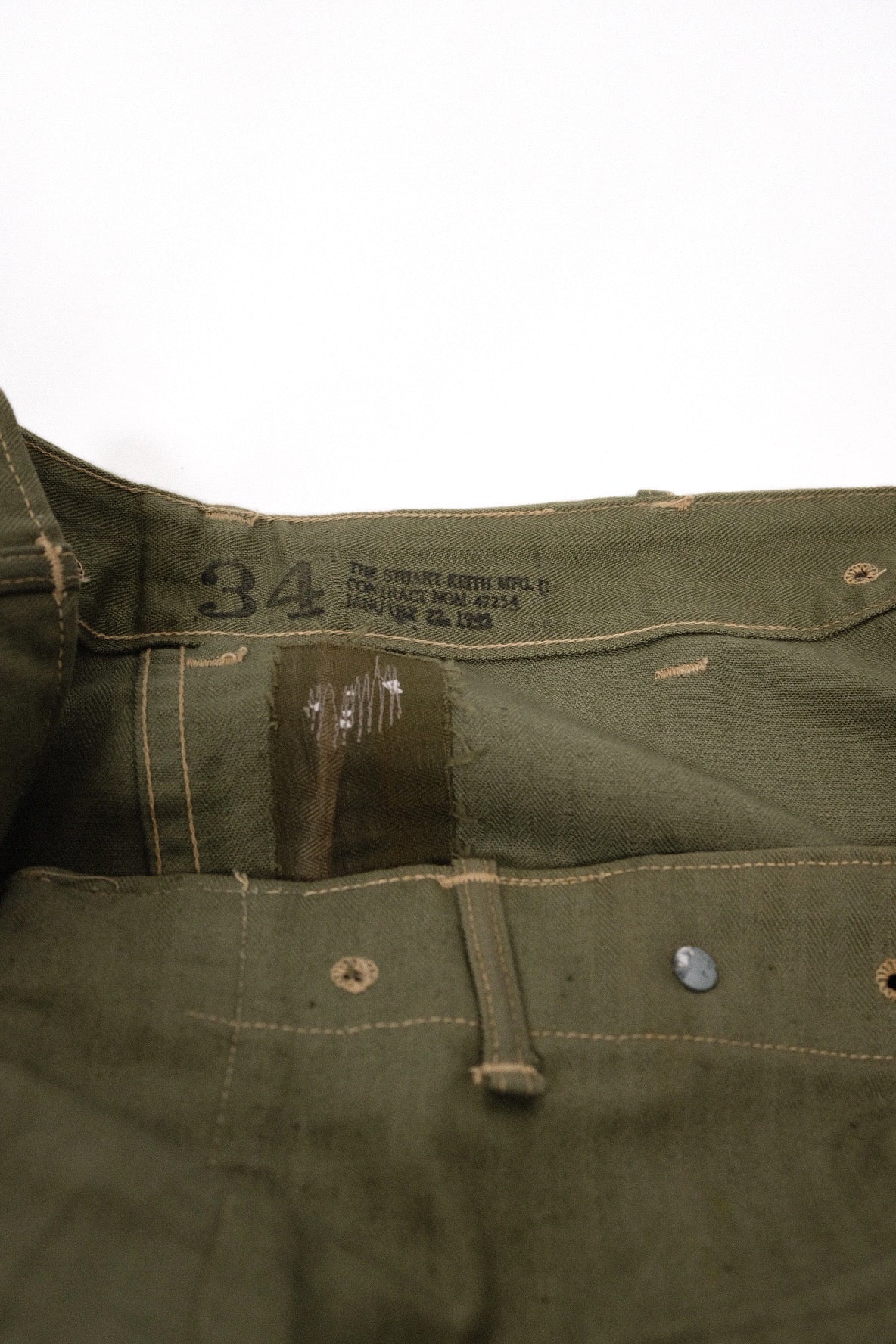 USMC P-44 HBT Trousers with the back pocket removed 40s